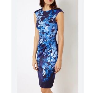 Karen Millen Floral Blue Dress - Size 2